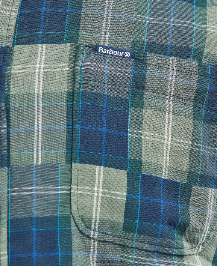 roupas Barbour camisa sob medida patch tartan areia amble homens NH4442459
