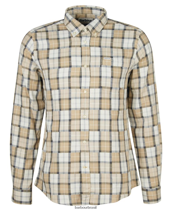 roupas Barbour camisa sob medida patch tartan areia amble homens NH4442480