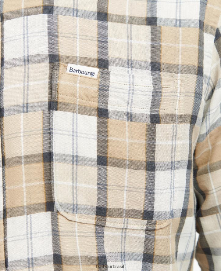 roupas Barbour camisa sob medida patch tartan areia amble homens NH4442480