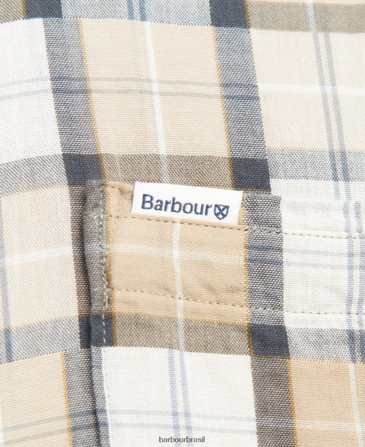 roupas Barbour camisa sob medida patch tartan areia amble homens NH4442480