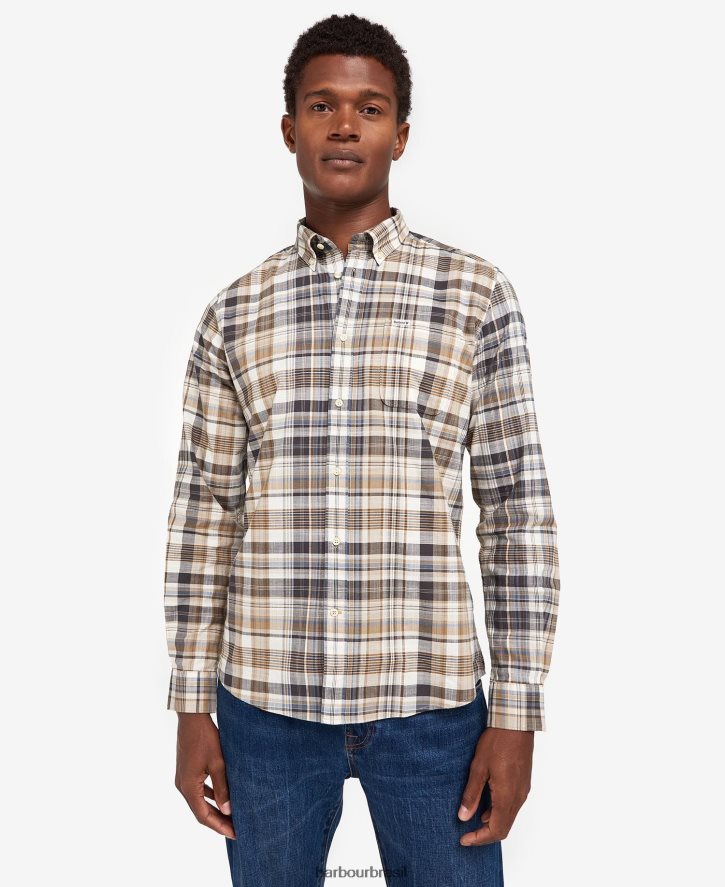 roupas Barbour camisa sob medida seacove azul clássico homens NH4442430