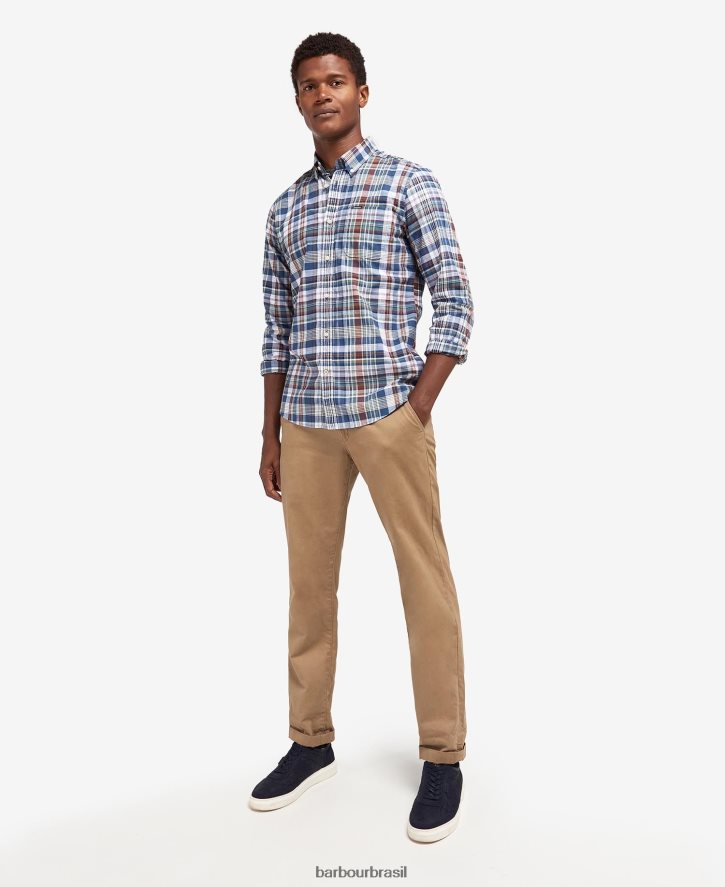 roupas Barbour camisa sob medida seacove azul clássico homens NH4442433