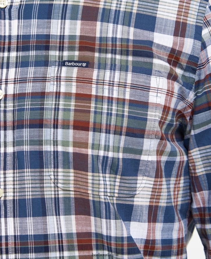 roupas Barbour camisa sob medida seacove azul clássico homens NH4442433