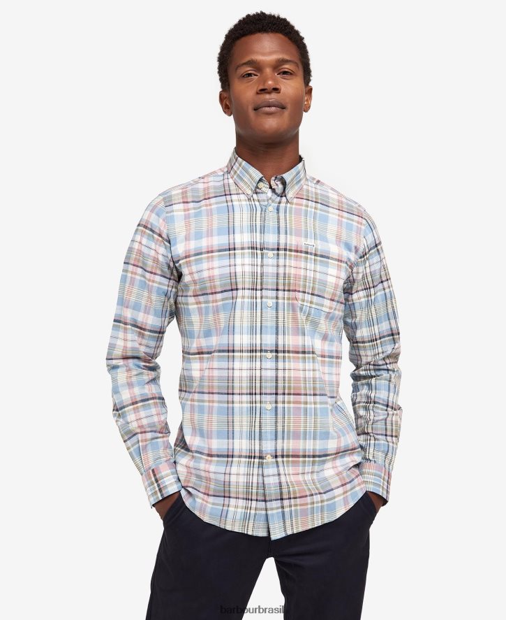 roupas Barbour camisa sob medida seacove azul clássico homens NH4442507