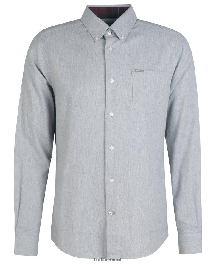 roupas Barbour camisa sob medida seaham Margarida cinzenta homens NH4442506