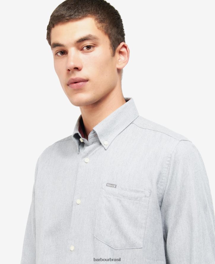 roupas Barbour camisa sob medida seaham Margarida cinzenta homens NH4442506