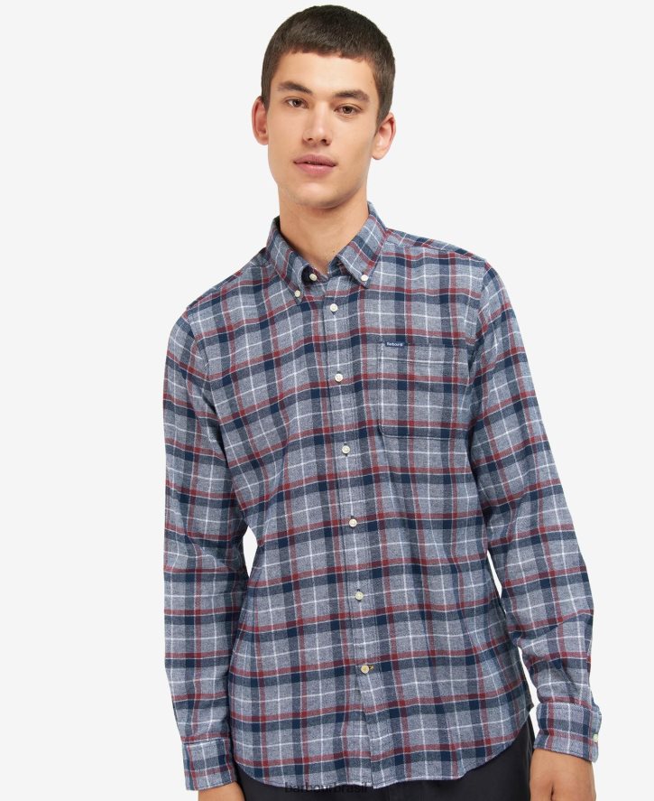 roupas Barbour camisa sob medida spellman marinha homens NH4442524