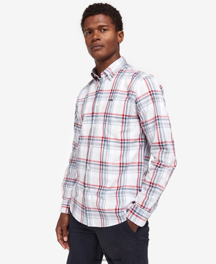 roupas Barbour camisa sob medida sunhill vermelho clássico homens NH4442418