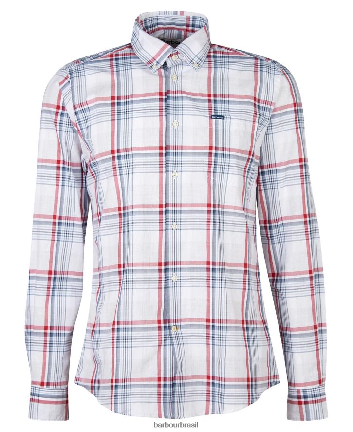 roupas Barbour camisa sob medida sunhill vermelho clássico homens NH4442418