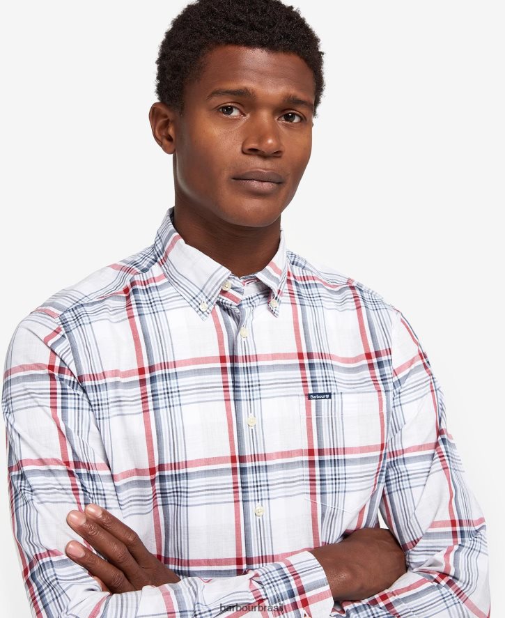 roupas Barbour camisa sob medida sunhill vermelho clássico homens NH4442418