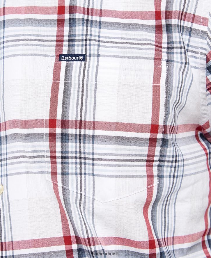 roupas Barbour camisa sob medida sunhill vermelho clássico homens NH4442418