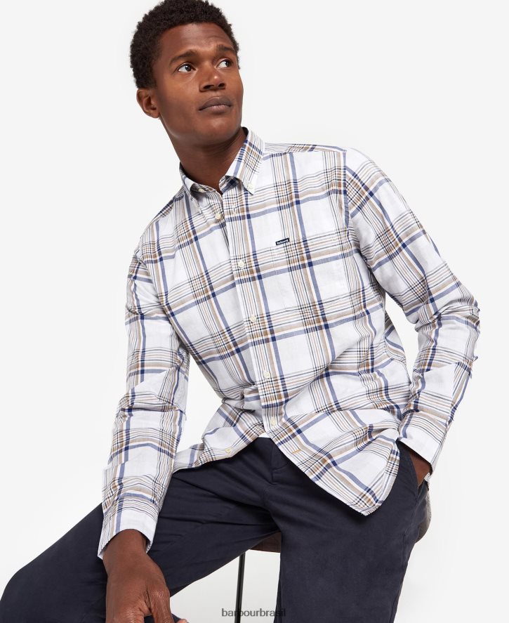 roupas Barbour camisa sob medida sunhill vermelho clássico homens NH4442500