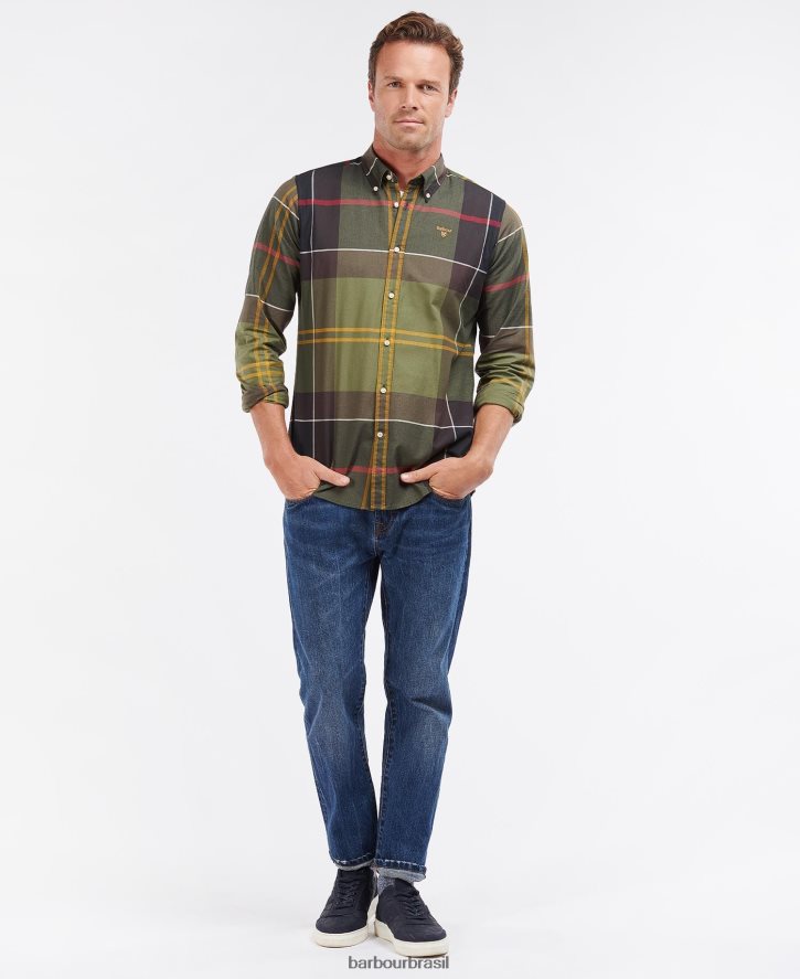 roupas Barbour camisa sob medida sutherland tartã clássico homens NH4442303