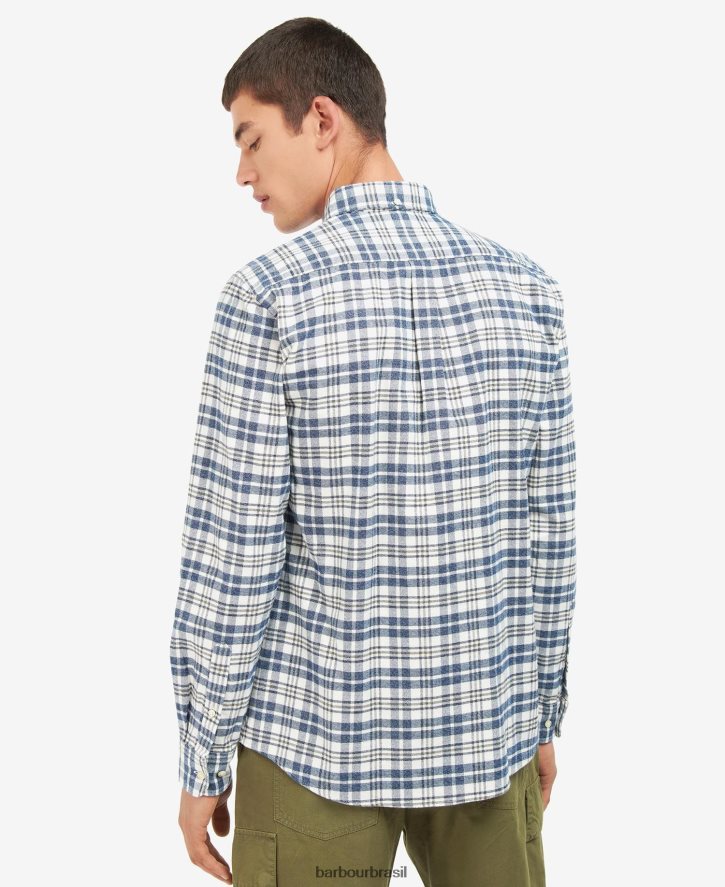 roupas Barbour camisa sob medida waldon meio azul homens NH4442424