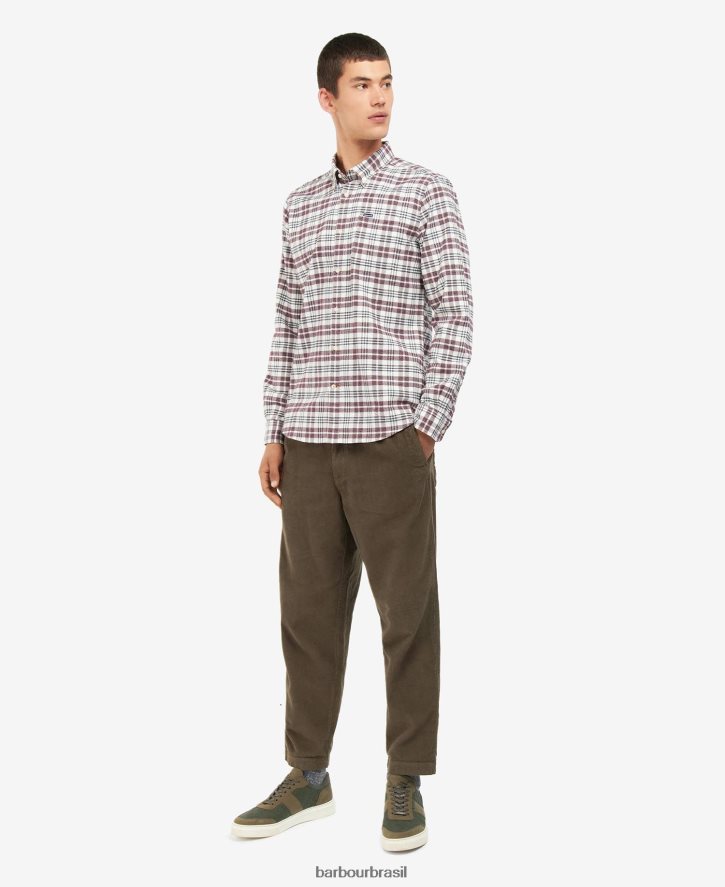 roupas Barbour camisa sob medida waldon meio azul homens NH4442532