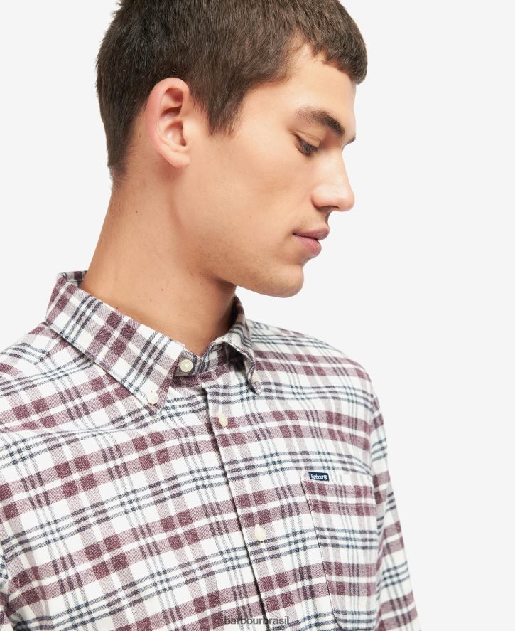 roupas Barbour camisa sob medida waldon meio azul homens NH4442532