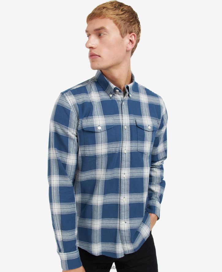 roupas Barbour camisa turbo insígnia azul homens NH4442403