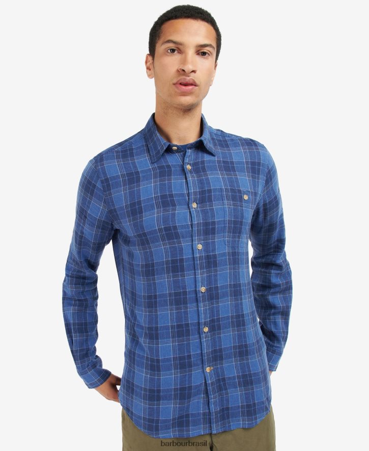 roupas Barbour camisa xadrez arranmore azul escuro homens NH4442379