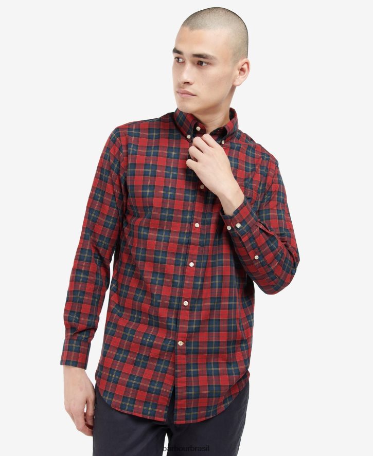 roupas Barbour camisa xadrez lunar carmesim homens NH4442419