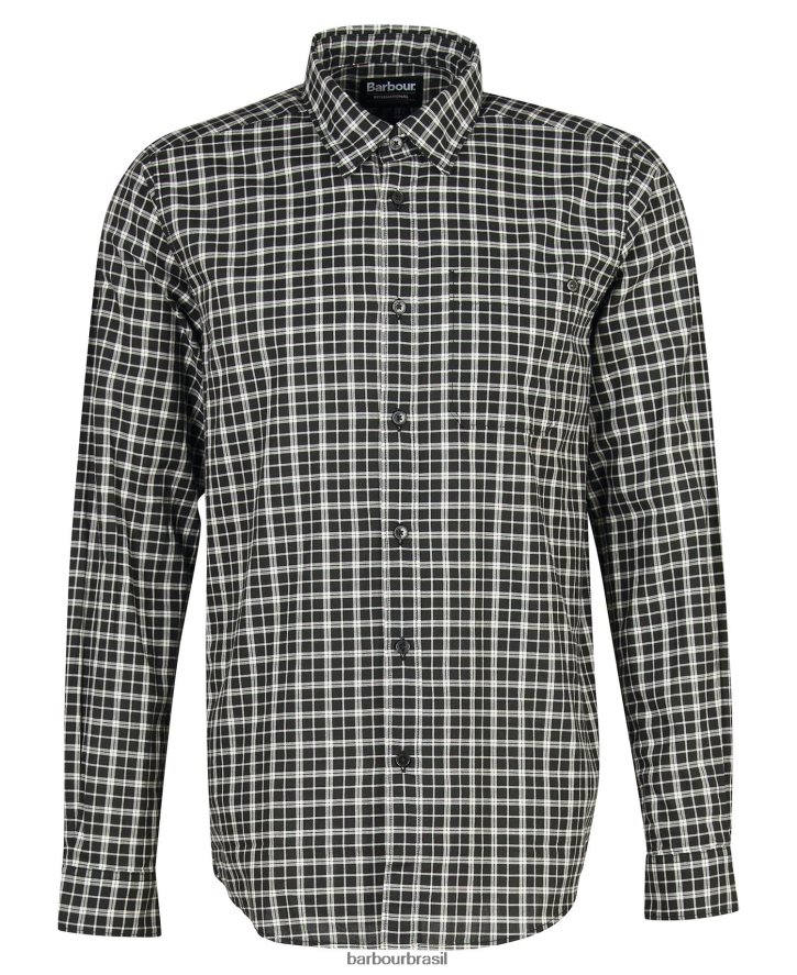 roupas Barbour camisa xadrez mccloud preto/branco sussurrante homens NH4442451