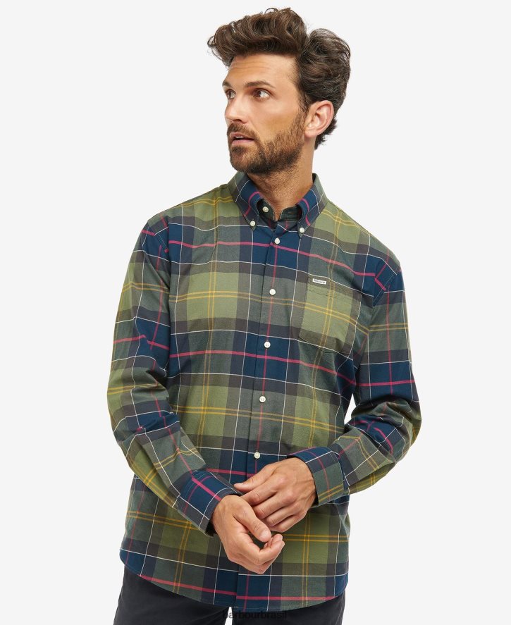 roupas Barbour camisa xadrez regular eden tartã clássico homens NH4442386
