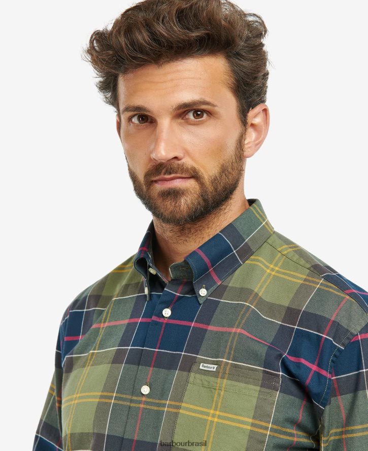 roupas Barbour camisa xadrez regular eden tartã clássico homens NH4442386