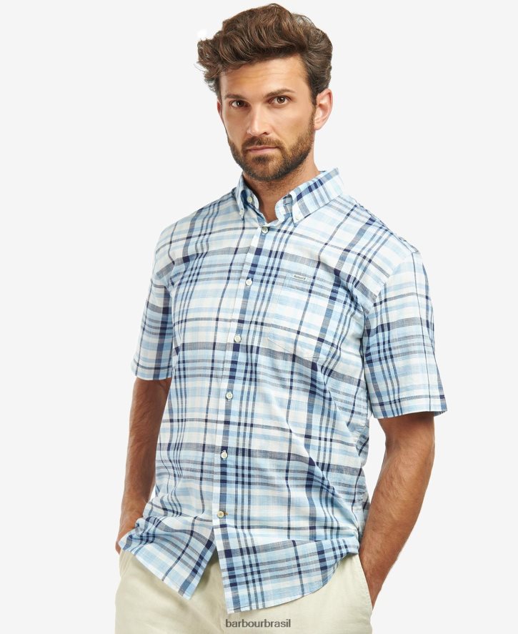 roupas Barbour camisa xadrez regular hartley céu homens NH4442356