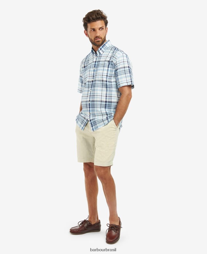 roupas Barbour camisa xadrez regular hartley céu homens NH4442356