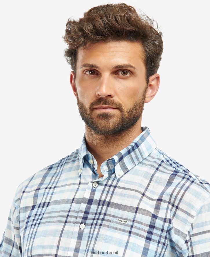 roupas Barbour camisa xadrez regular hartley céu homens NH4442356