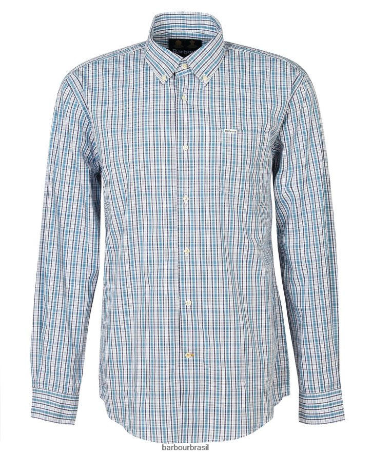 roupas Barbour camisa xadrez regular otterburn meio azul homens NH4442414