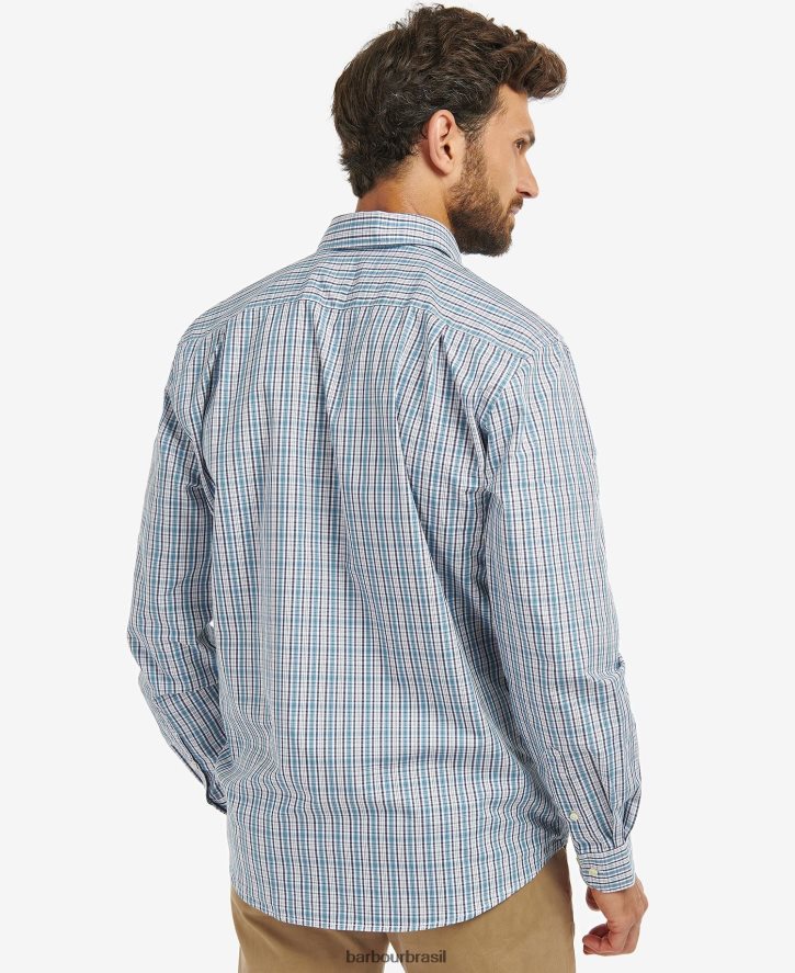 roupas Barbour camisa xadrez regular otterburn meio azul homens NH4442414