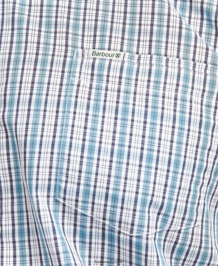 roupas Barbour camisa xadrez regular otterburn meio azul homens NH4442414