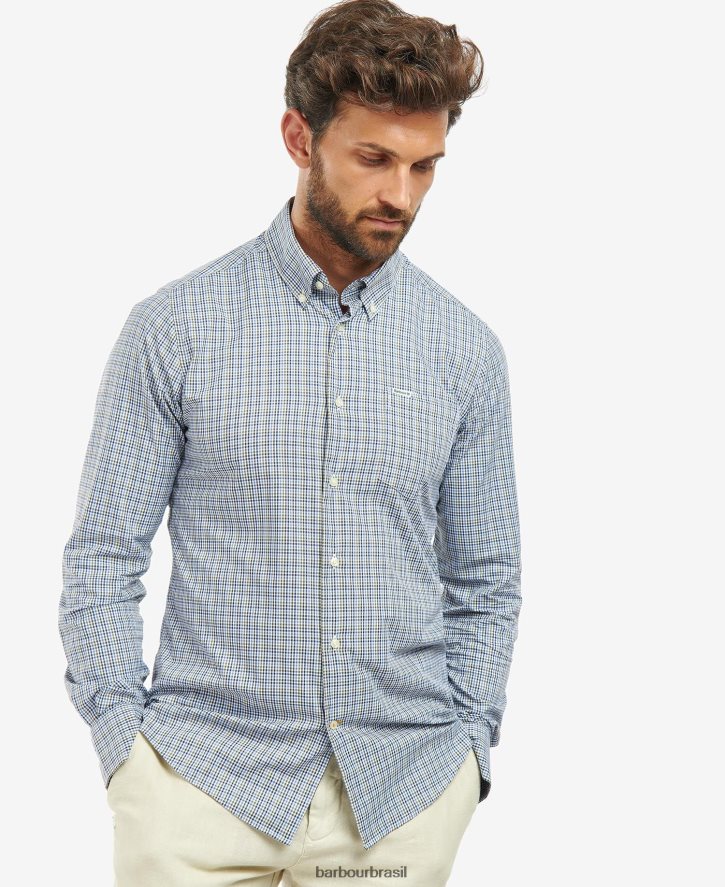 roupas Barbour camisa xadrez stanhope performance pedra homens NH4442401