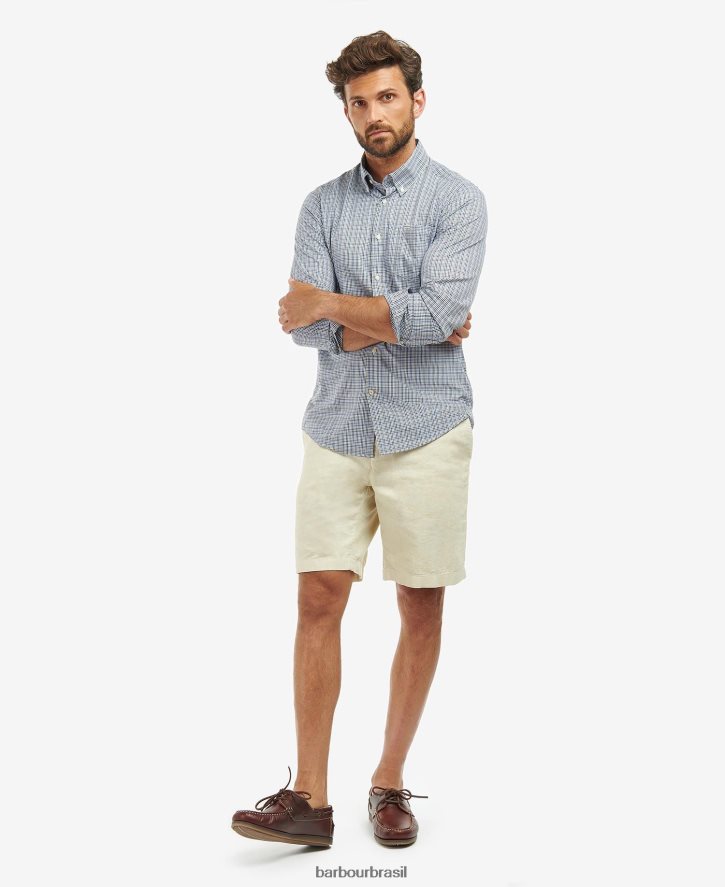 roupas Barbour camisa xadrez stanhope performance pedra homens NH4442401