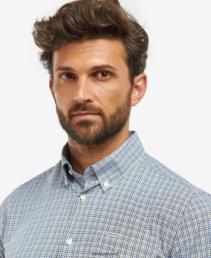 roupas Barbour camisa xadrez stanhope performance pedra homens NH4442401