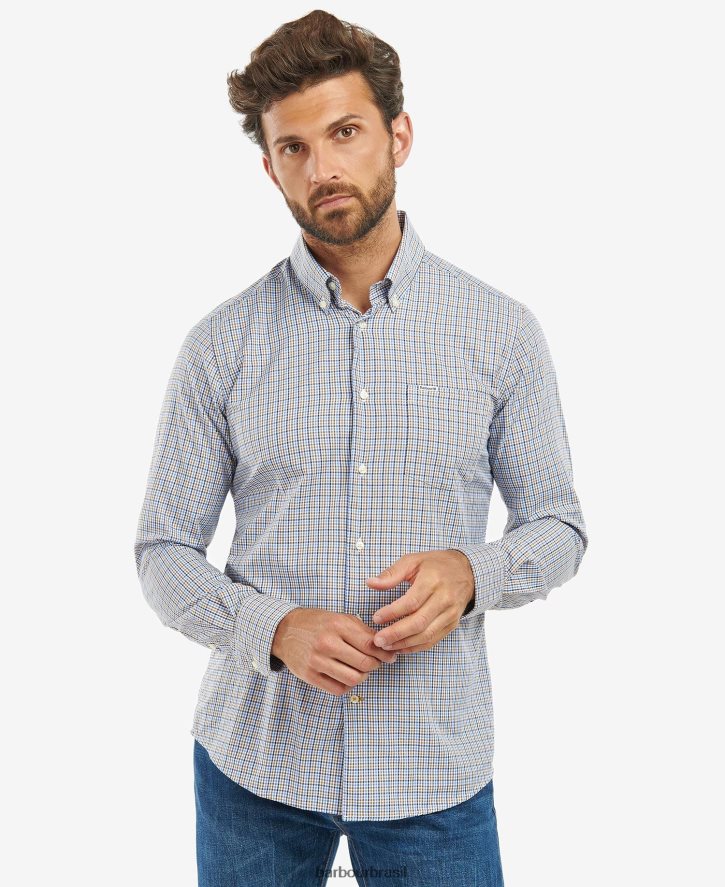 roupas Barbour camisa xadrez stanhope performance pedra homens NH4442492