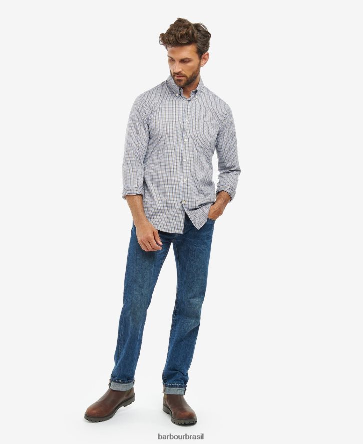roupas Barbour camisa xadrez stanhope performance pedra homens NH4442492