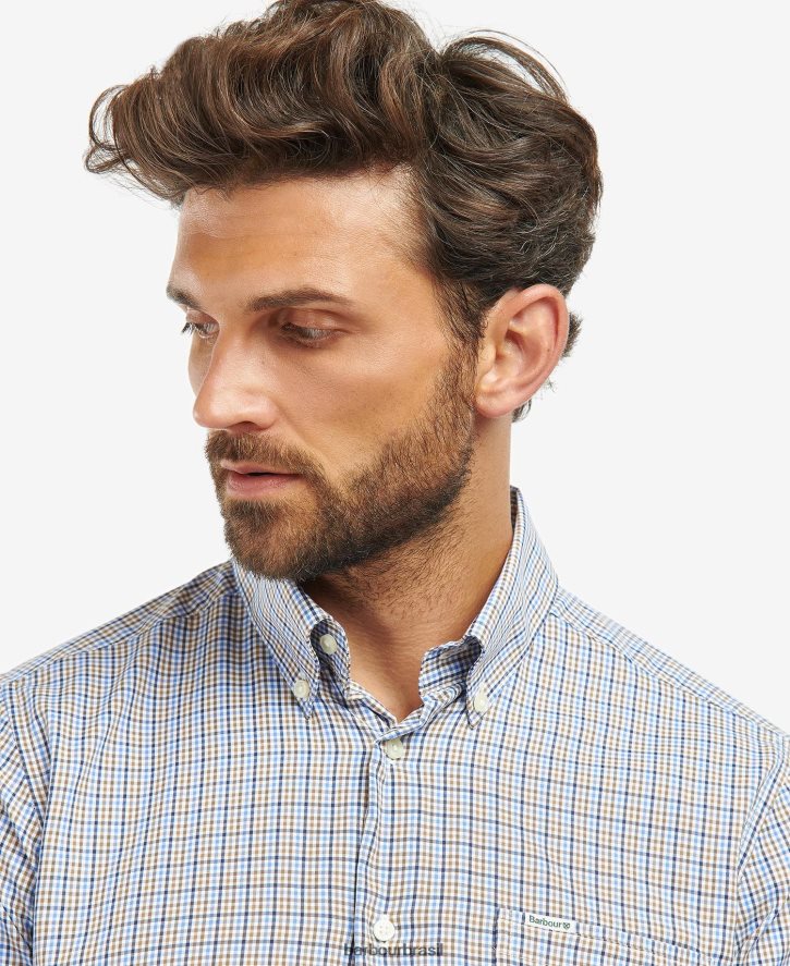 roupas Barbour camisa xadrez stanhope performance pedra homens NH4442492