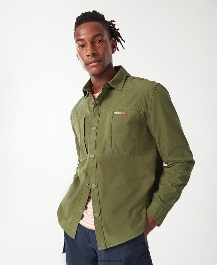 roupas Barbour camiseta Annan azeitona queimada homens NH4442287