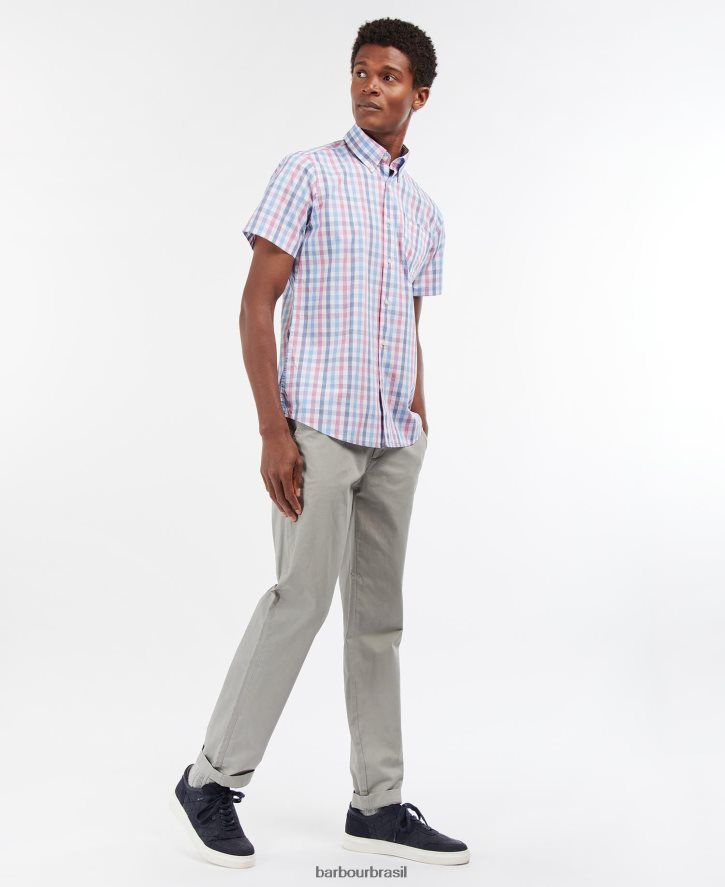 roupas Barbour longstone manga curta sob medida céu azul homens NH4442412