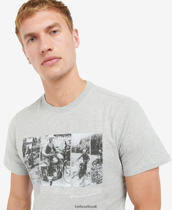 roupas Barbour arter camiseta com estampa gráfica insígnia azul homens NH4442937