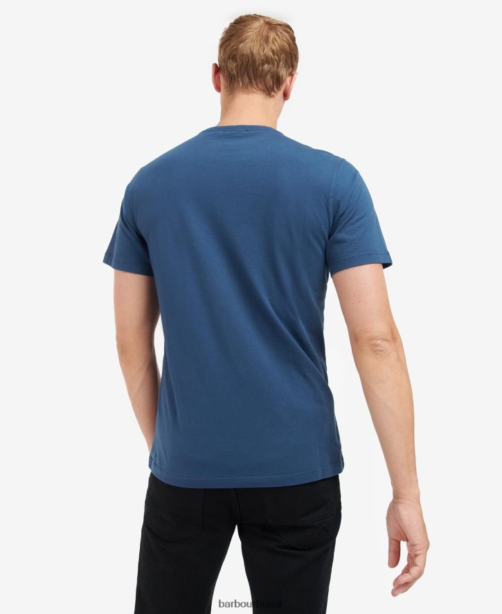 roupas Barbour arter camiseta com estampa gráfica insígnia azul homens NH4442938