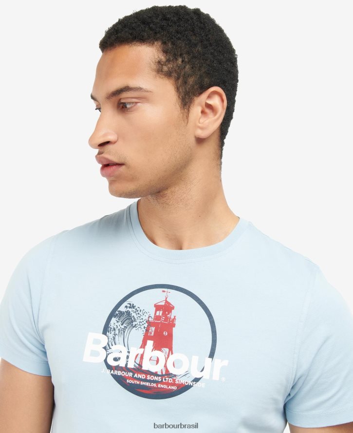 roupas Barbour break camiseta com estampa gráfica névoa azul homens NH4442942