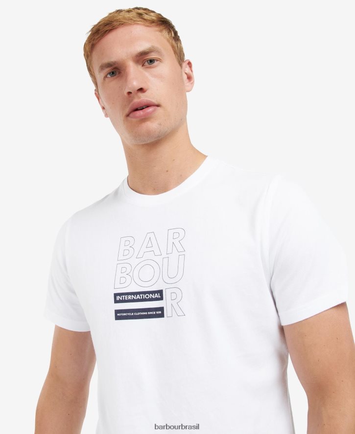 roupas Barbour camiseta com estampa de cubo branco clássico homens NH4442854