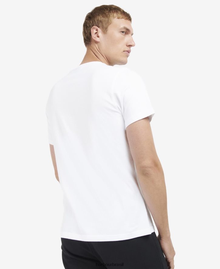 roupas Barbour camiseta com estampa gráfica bracket branco clássico homens NH4442917