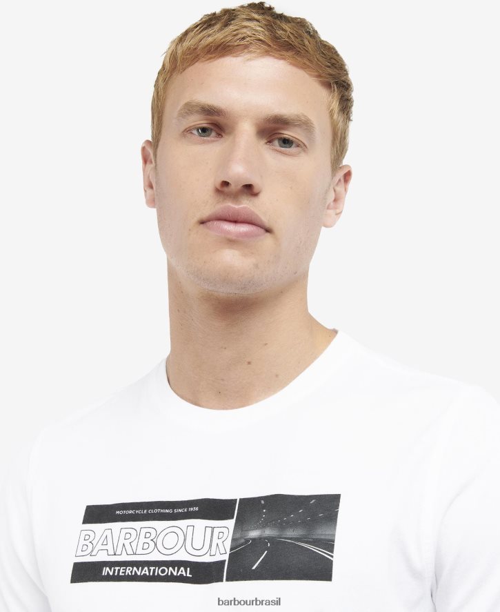 roupas Barbour camiseta com estampa gráfica bracket branco clássico homens NH4442917