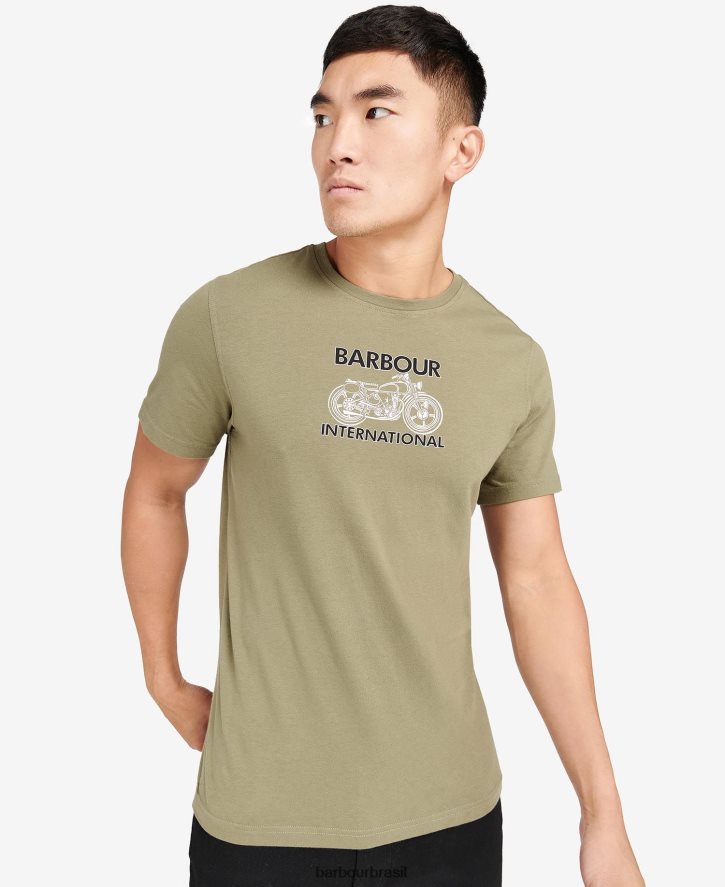 roupas Barbour camiseta com estampa gráfica de lentes musgo leve homens NH4442905