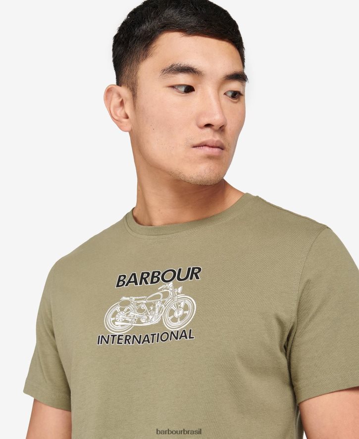 roupas Barbour camiseta com estampa gráfica de lentes musgo leve homens NH4442905