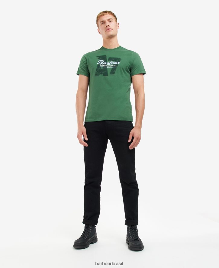 roupas Barbour camiseta com estampa gráfica vantage corrida verde homens NH4442824
