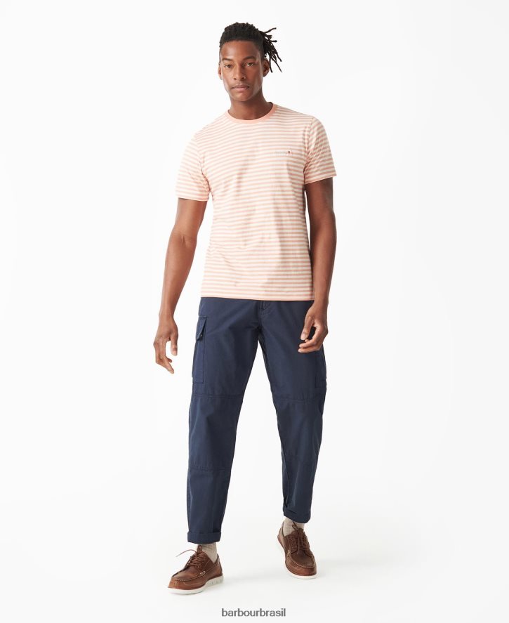 roupas Barbour camiseta com listras laranja desbotado homens NH4442957